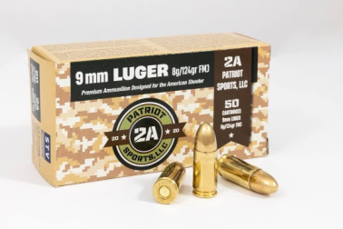 PATRIOT SPORTS AMO 9MM 124GR FMJ 50RD ( 20 BOXES PER CASE )